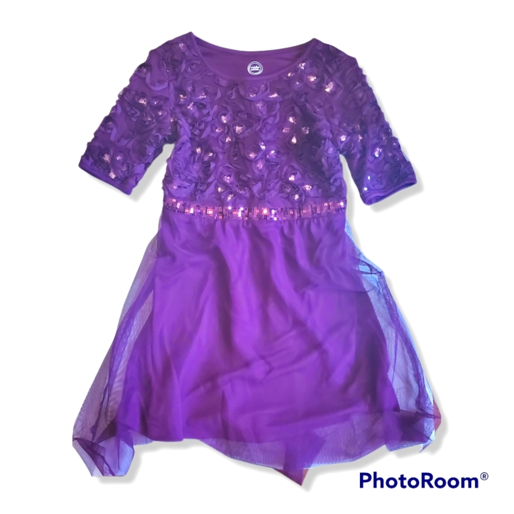 Purple Dress with Flower Applique